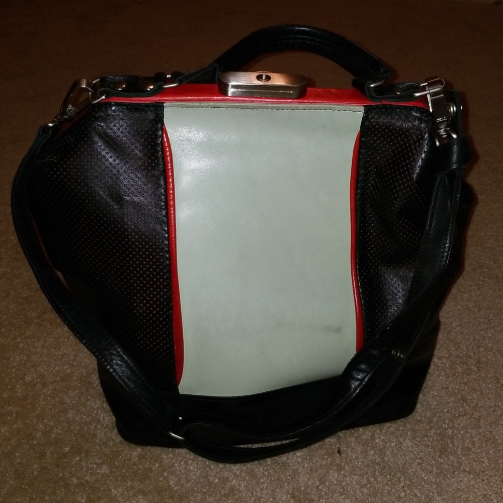 Custom Color Block Leather Bag - Picture 2 of 8